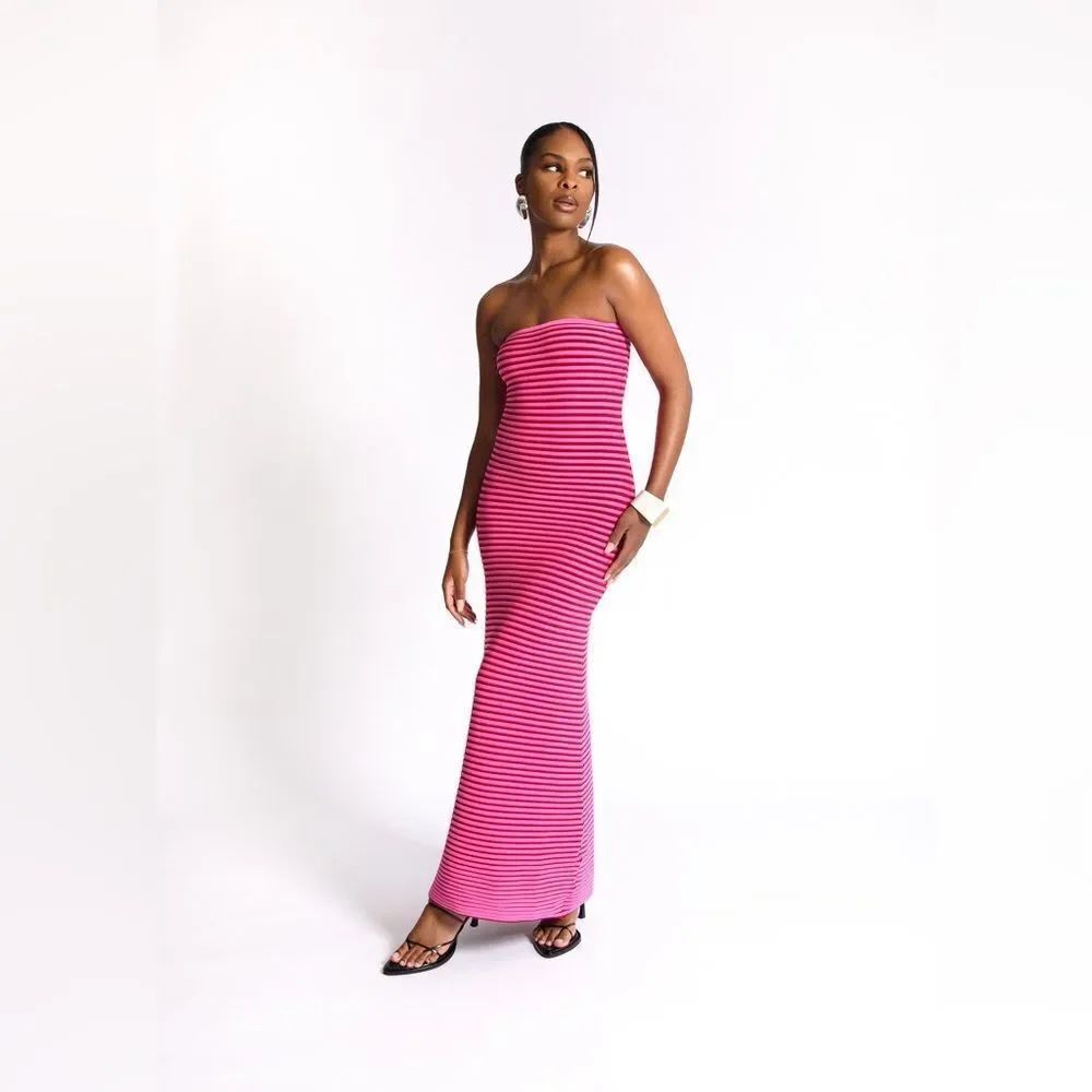 The Wolf Gang THE SUNMOR KNIT MAXI DRESS Pink